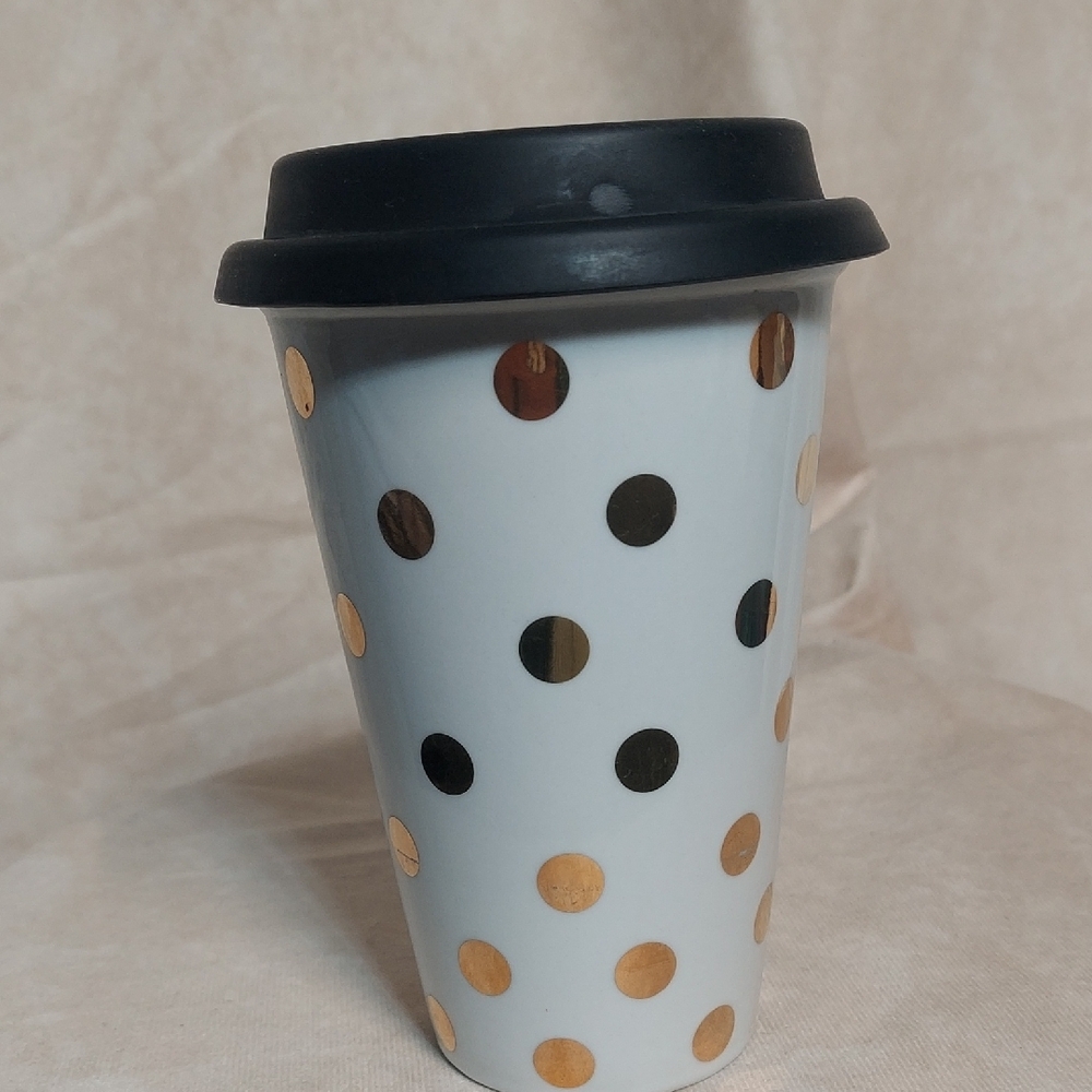 Rosanna "You're Perfect" Gold Polka Dot Commuter Mug - Picture 5 of 8
